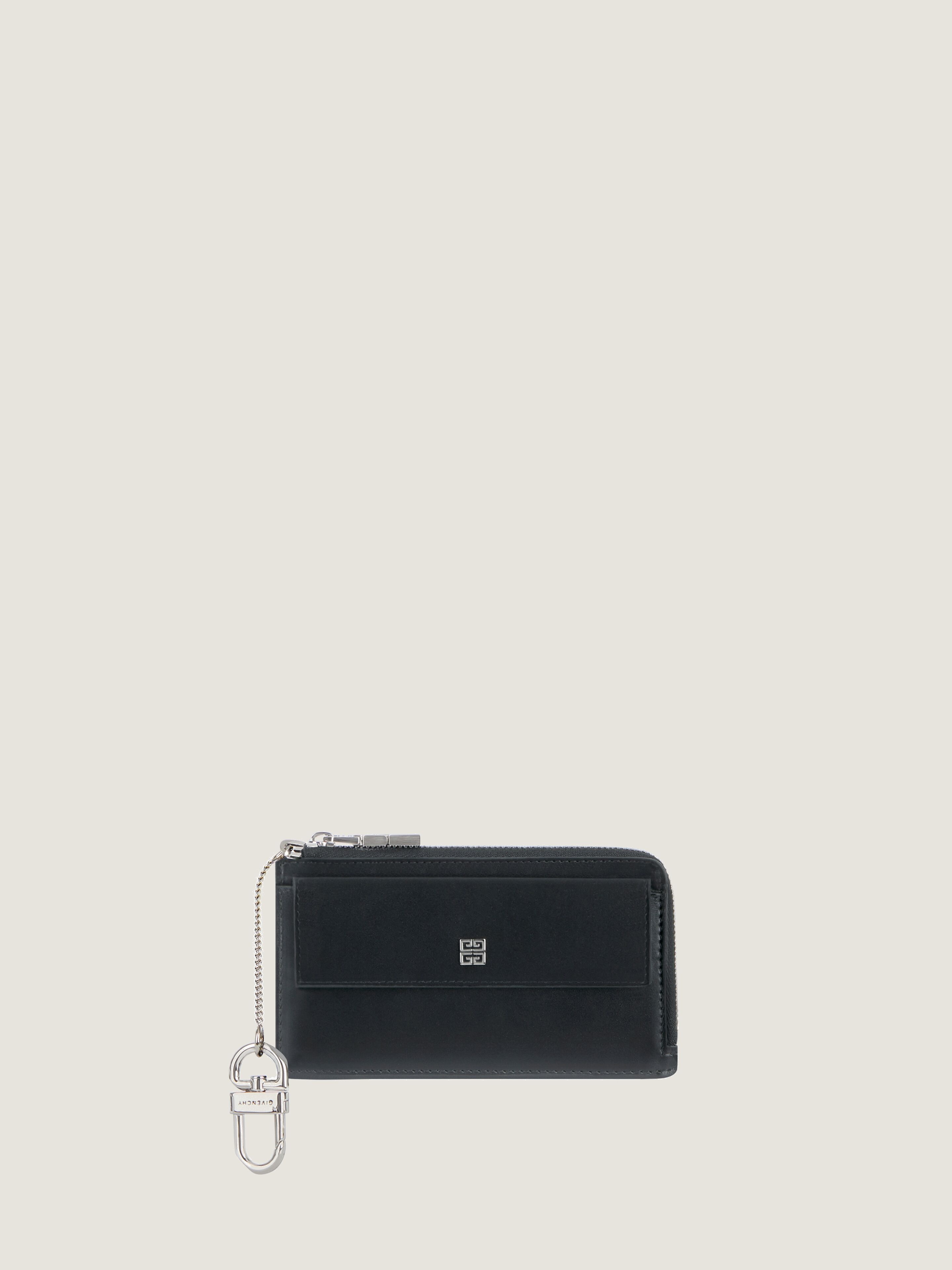 4G zipped card holder in box leather